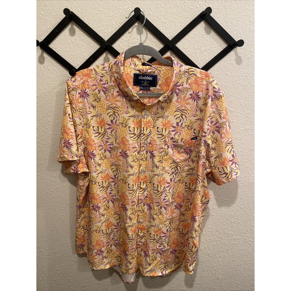 Chubbies Friday Button Down Shirt Pineapples Size XL